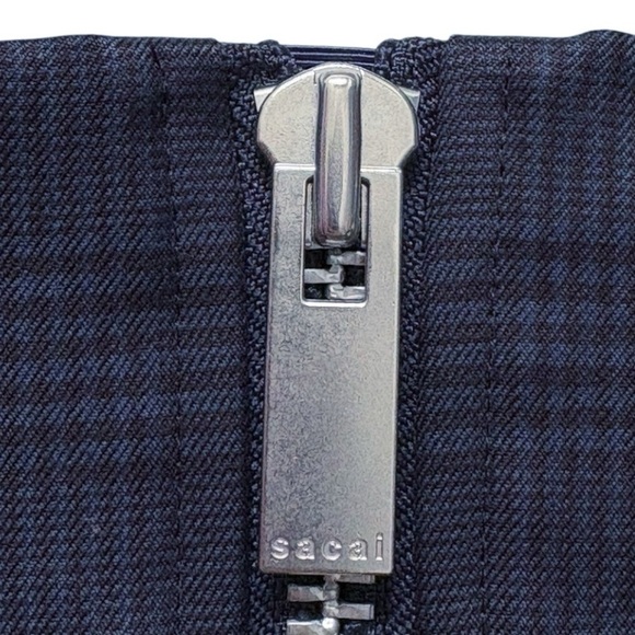 Sacai Satin Trimmed Laser Cut Prince of Wales Checked Cotton Jacquard Skirt - Picture 10 of 13